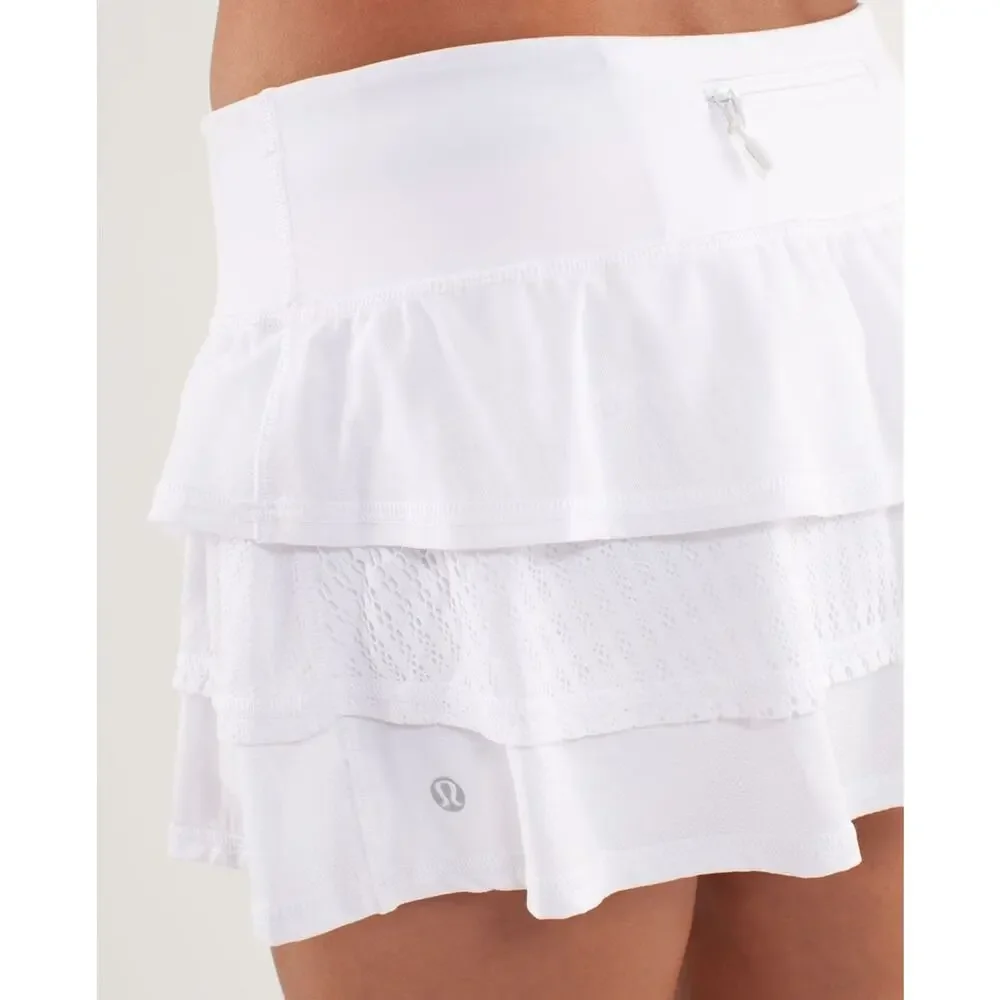 Lululemon Run Nothing to Hide Mini Micro Skort Skirt Shorts Tiered White Size 6 - Picture 12 of 16